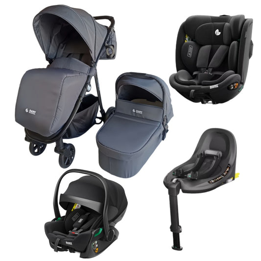 Pre-order Newborn Pram – Poplar Stroller with Carrycot + Reclining Infant Capsule + 360 Car Seat and Rotating ISOFIX Base (Gr