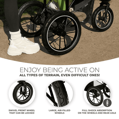 Newborn Pram – EasyGo 2+ Three Wheel Stroller (Black) - image 7