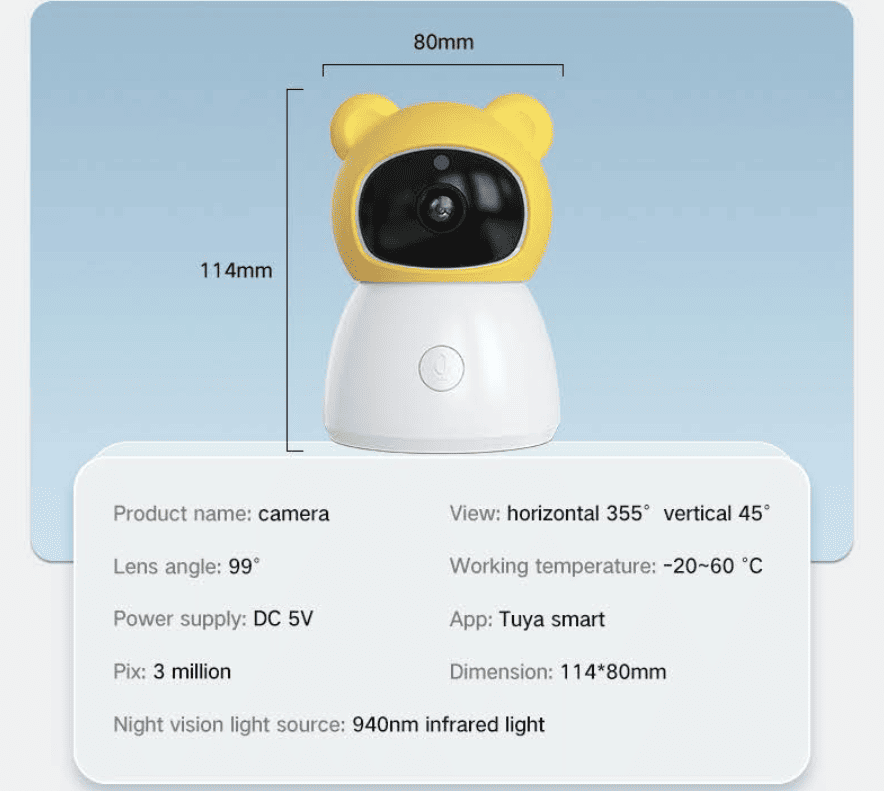 Dual Mode 5″ Baby Monitor with Night Vision & Motion Detection – Yellow - image 28