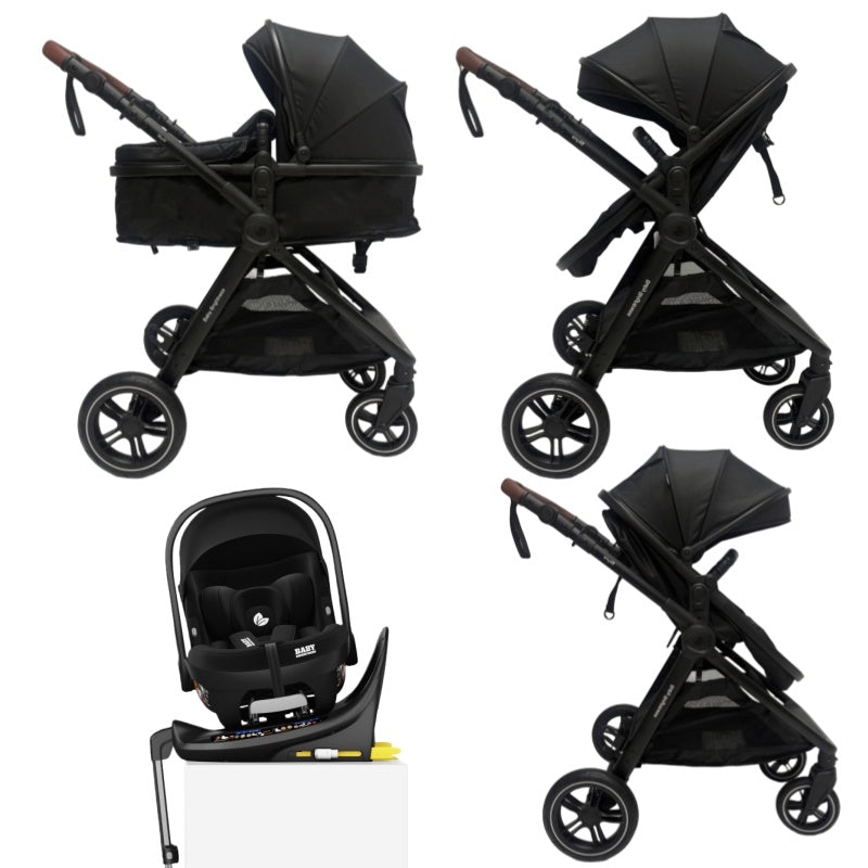 Pre-order Skyra 2-in-1 Newborn Pram & Bassinet Stroller and Car Seat with Rotating ISOFIX Base (Black)