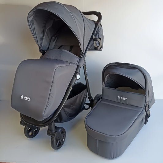 Newborn Pram – Poplar Stroller with Carrycot (Grey)