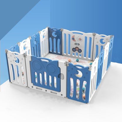 Foldable Baby Playpen 14 Panels – Blue Safety Play Fence for Babies
