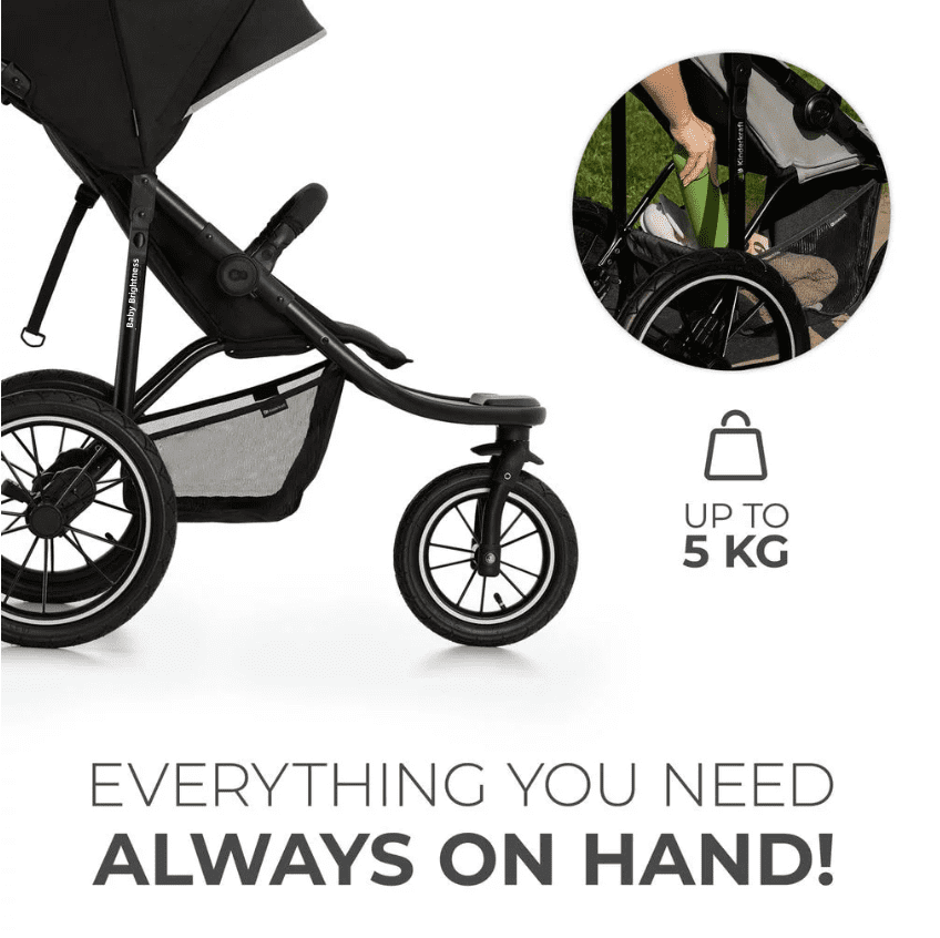 Newborn Pram – EasyGo 2+ Three Wheel Stroller (Black) - image 5