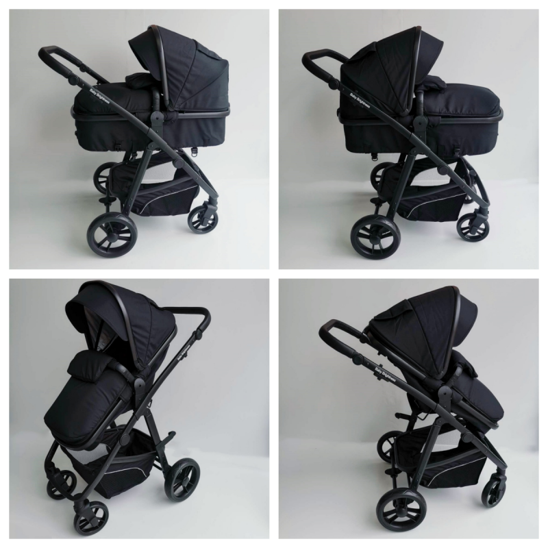 Newborn Pram – Palms 2 in 1 Bassinet Stroller Black - image 8