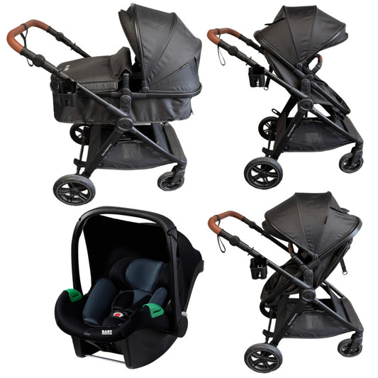 Pre-order Skyra 2-in-1 Newborn Pram & Bassinet Stroller and Car Seat (Black)