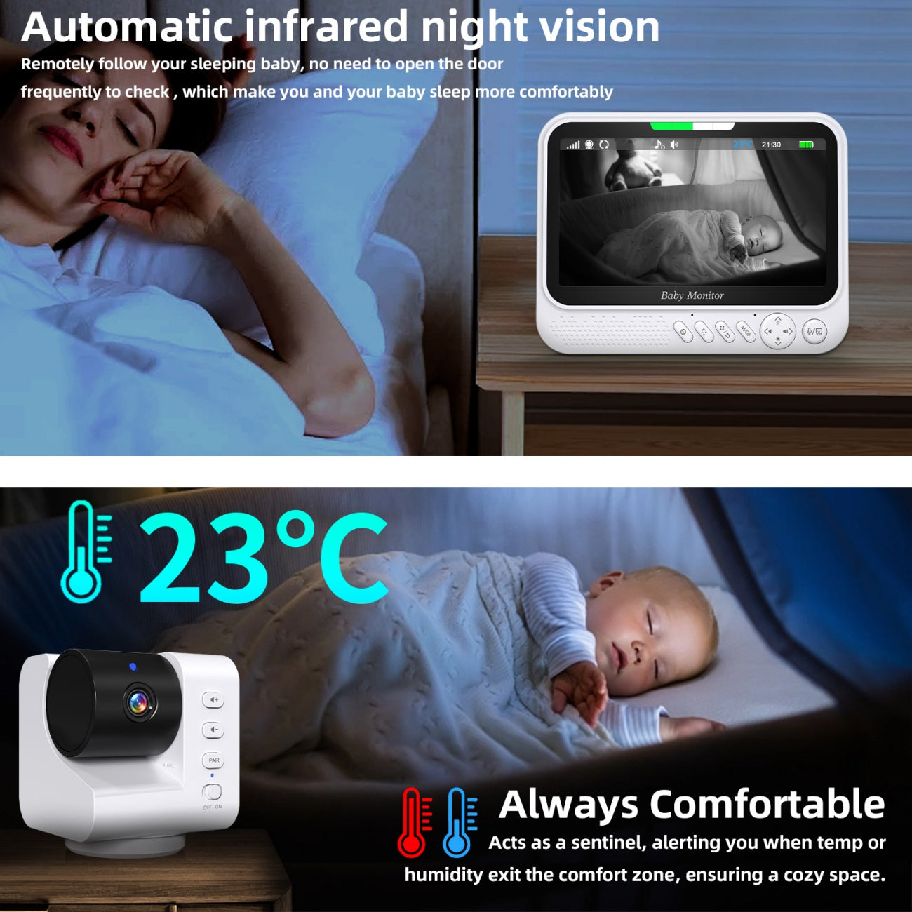 7”LCD HD Pan & Tilt Infrared Night Vision Baby Monitor - image 12