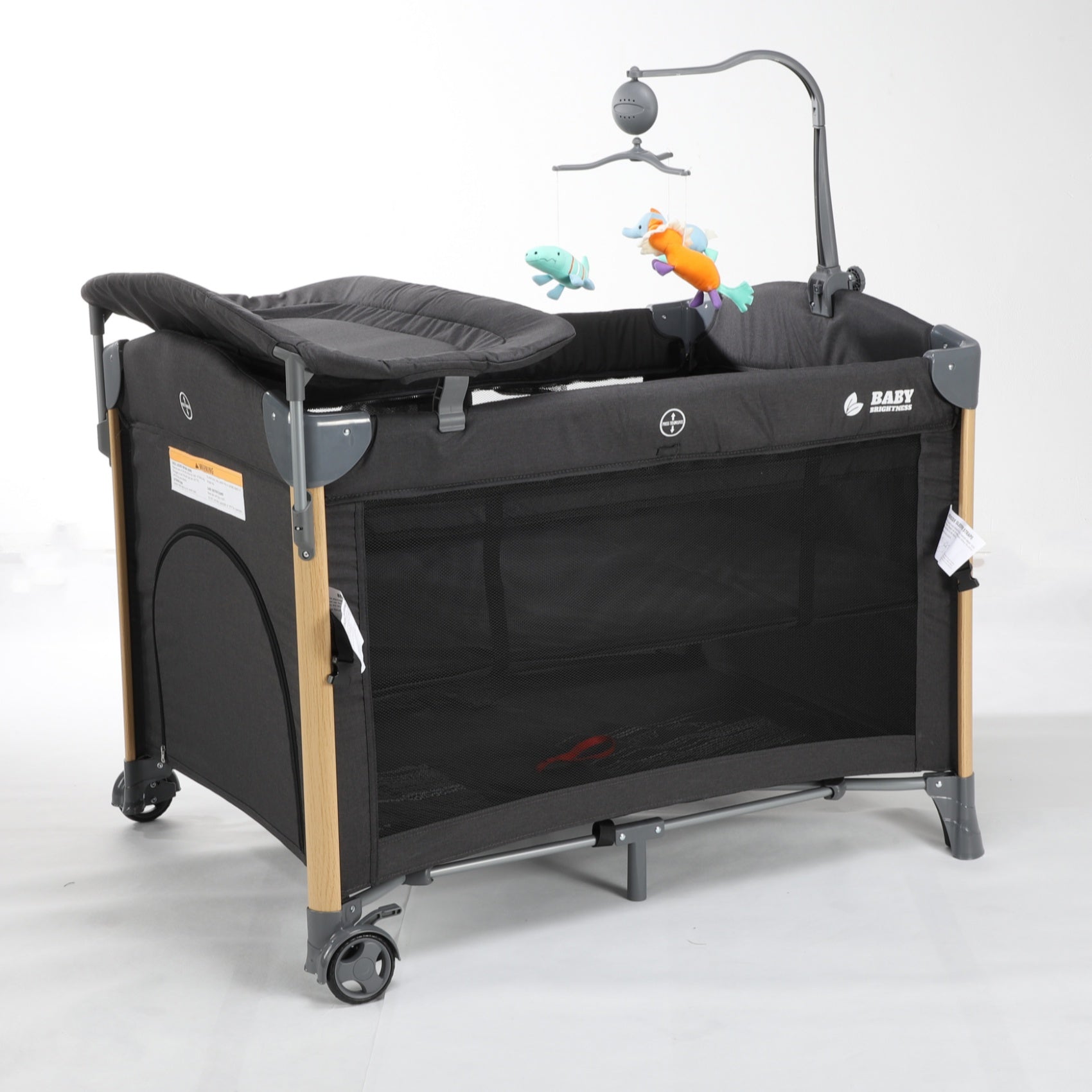 Baby Brightness 4 in 1 Portacot Black - image 5