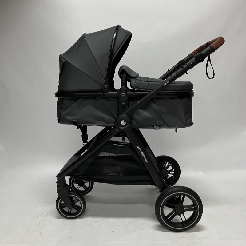 Skyra 2-in-1 Newborn Pram & Bassinet Stroller（Grey） - image 2