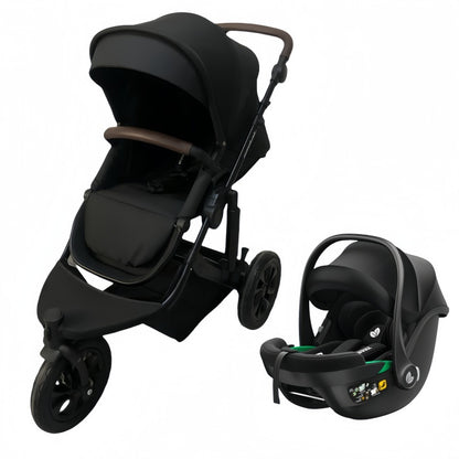 Newborn Pram – EasyGo 1+ Three Wheel Stroller with Car Seat (Black)