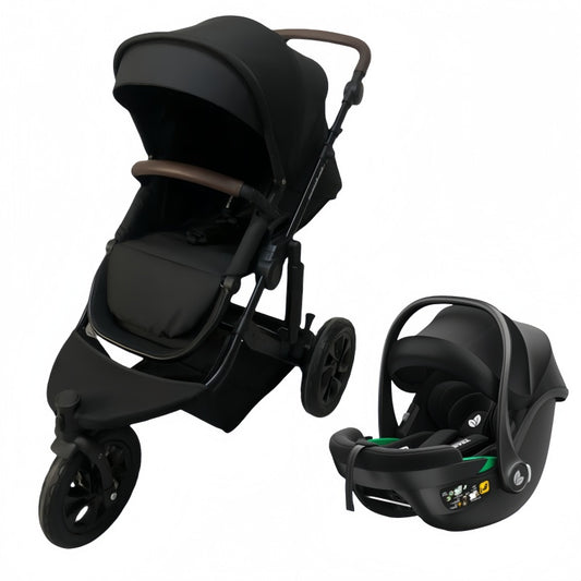 Newborn Pram – EasyGo 1+ Three Wheel Stroller with Car Seat (Black)