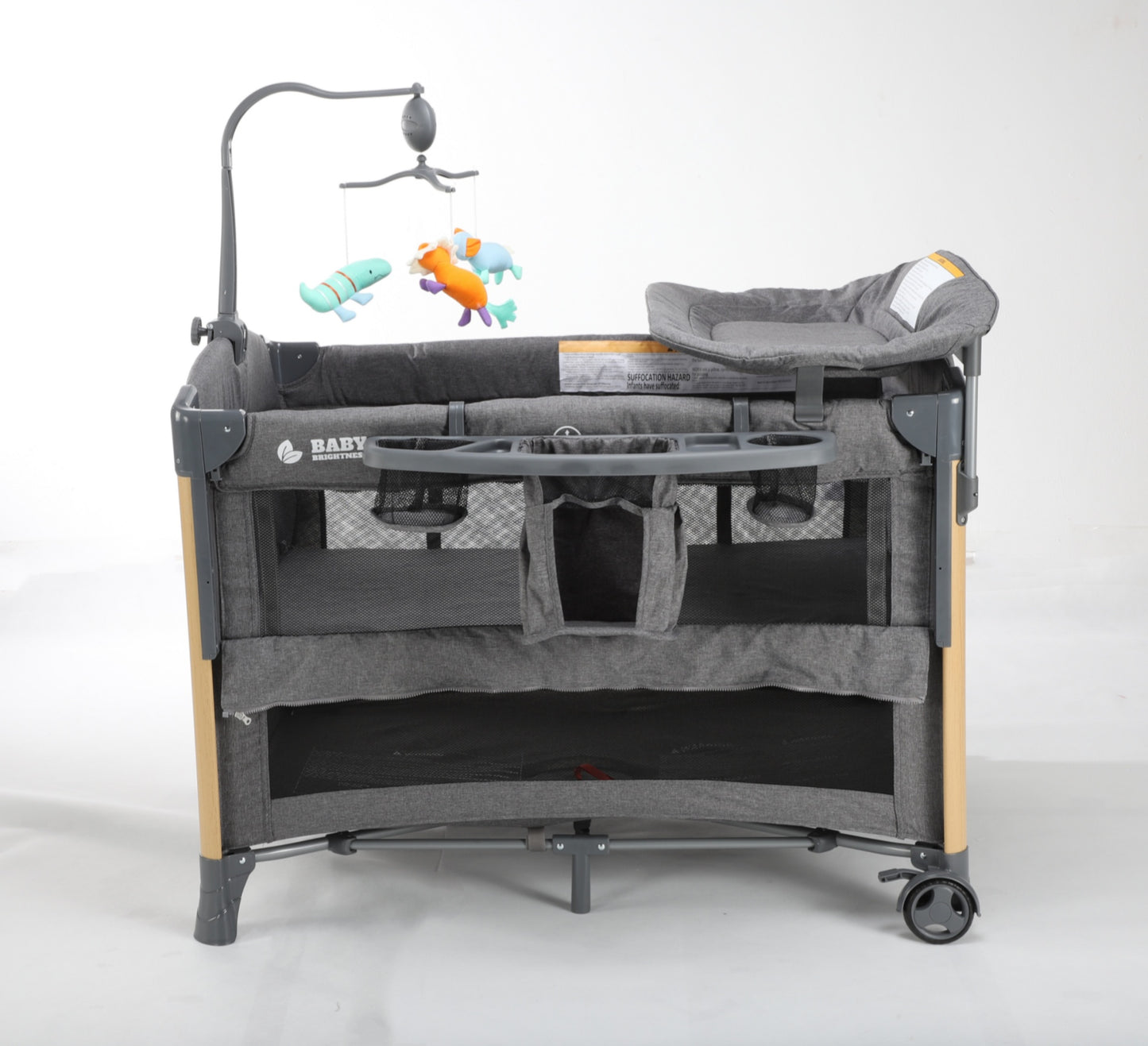 Baby Brightness 4 in 1  Baby Portacot Grey - image 2