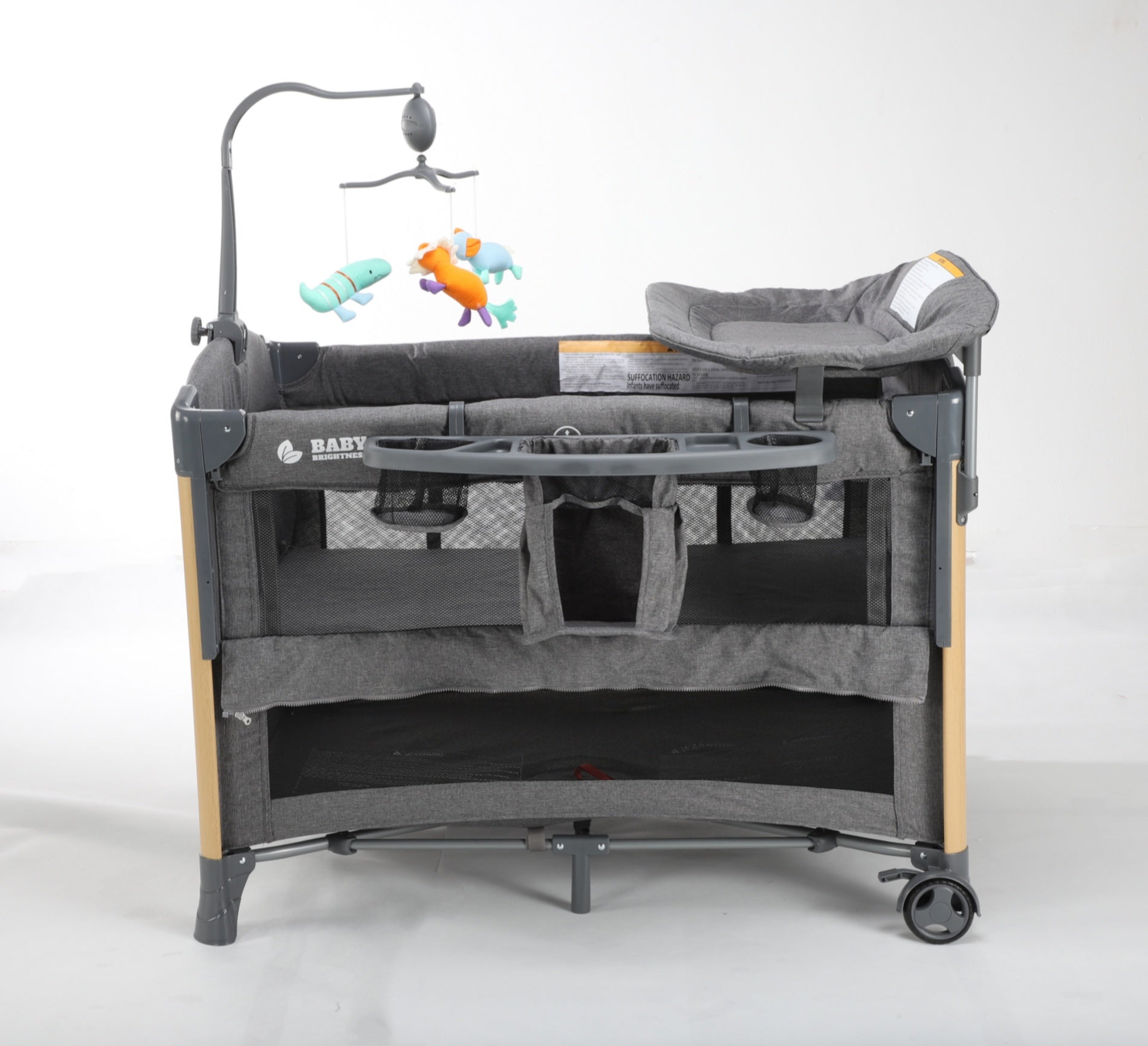 Baby Brightness 4 in 1  Baby Portacot Grey - image 2