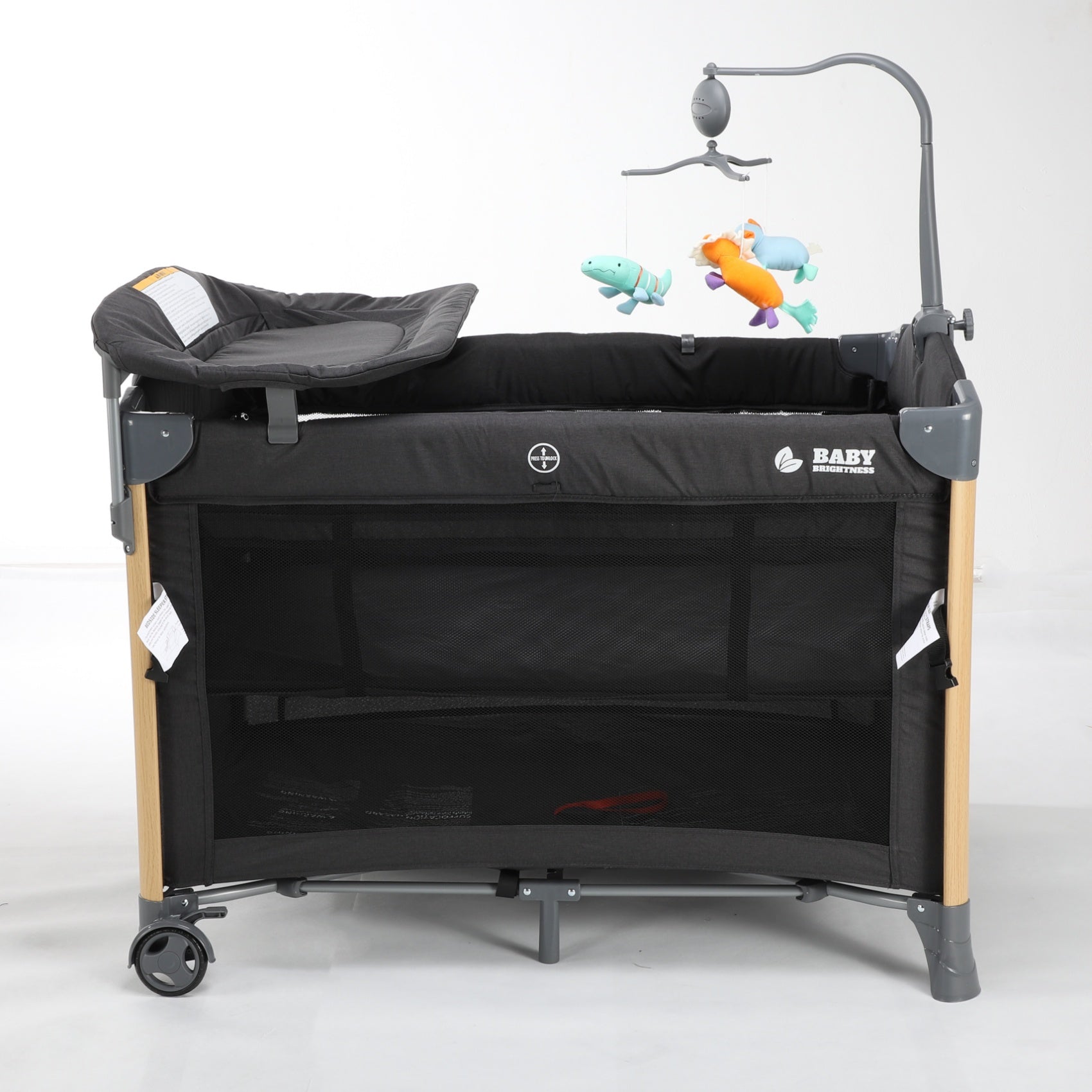 Baby Brightness 4 in 1 Portacot Black - image 2