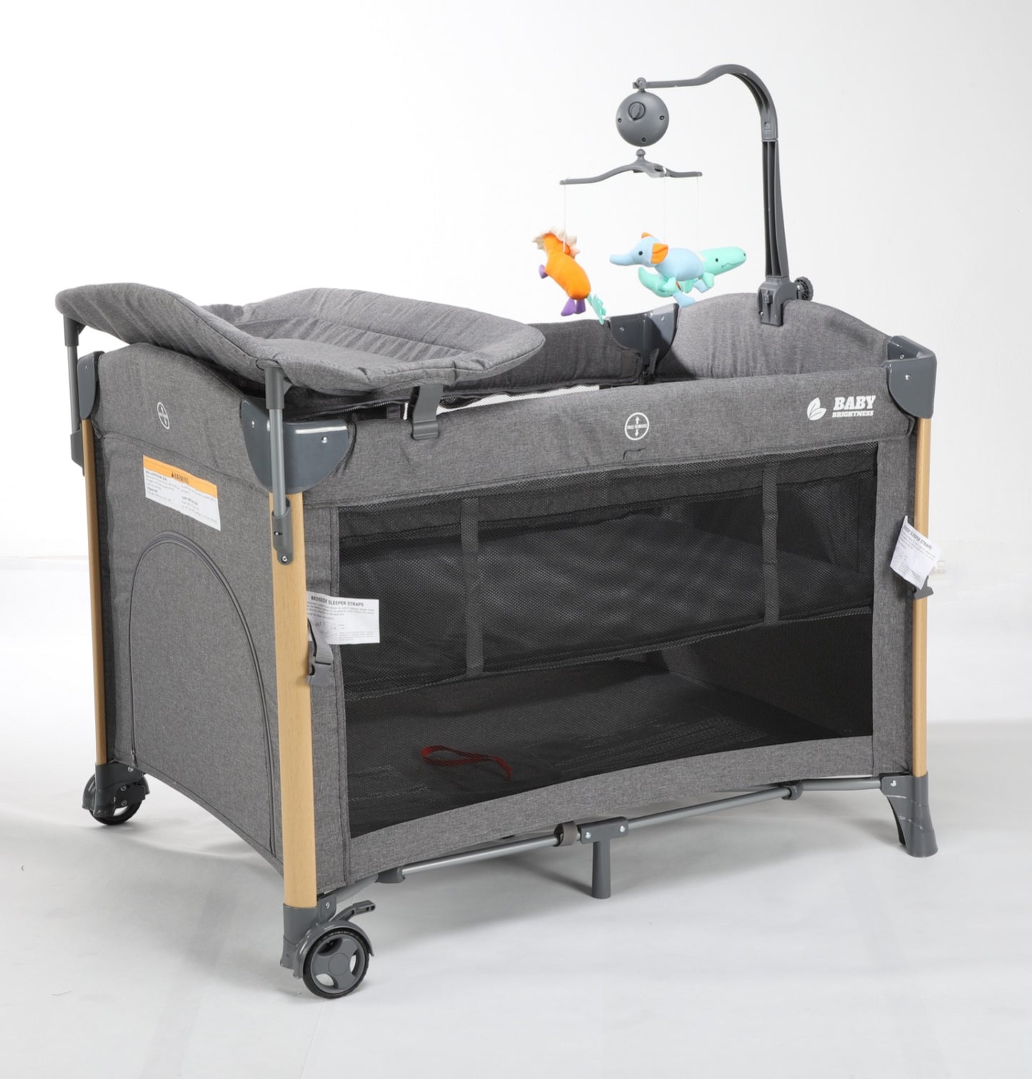 Baby Brightness 4 in 1  Baby Portacot Grey - image 7