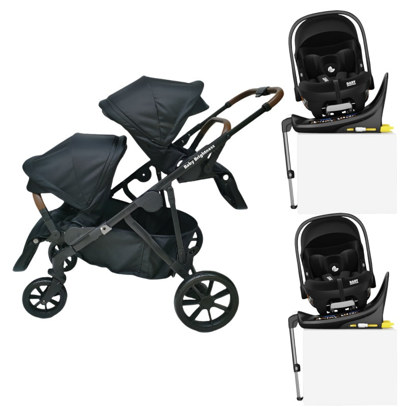 Pre-order Double Pram – Luxe Twin Stroller with Double Car Seats and Rotating ISOFIX Bases