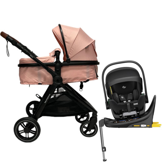 Pre-order Skyra 2-in-1 Newborn Pram & Bassinet Stroller and Reclining Car Seat with Rotating ISOFIX Base(Pink)