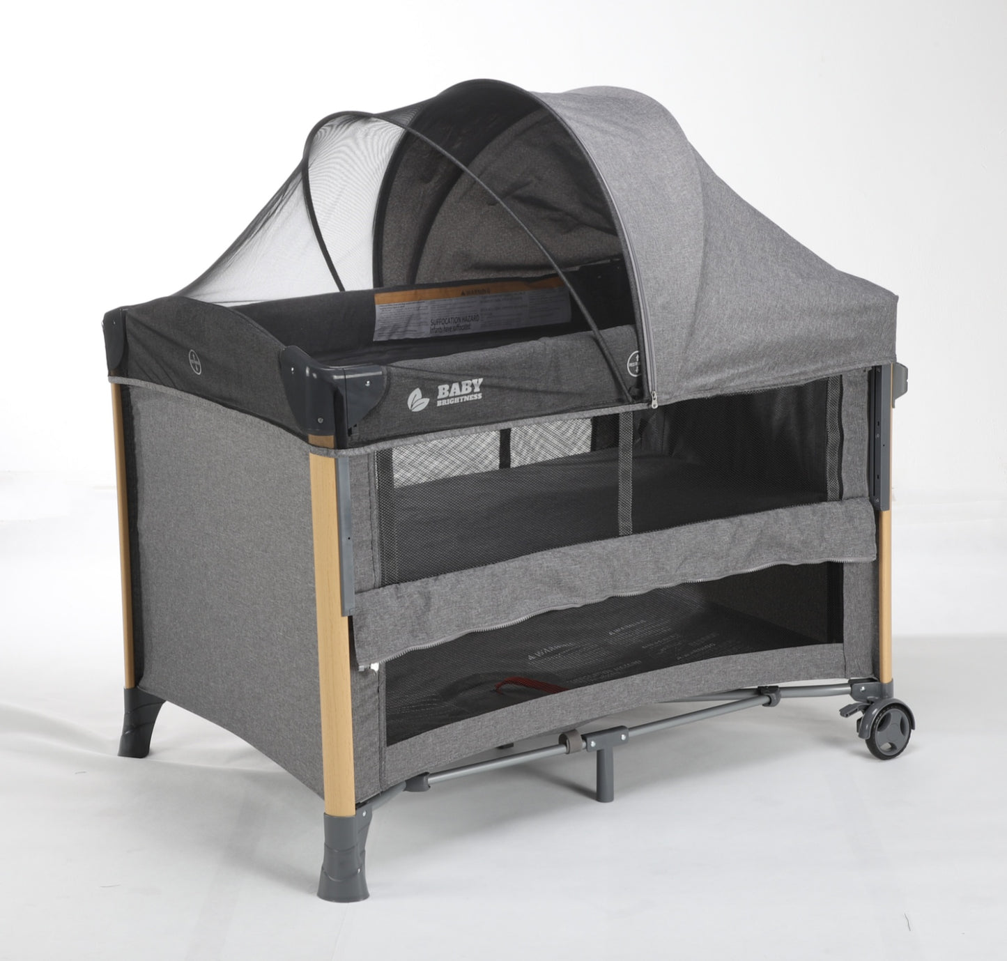Baby Brightness 4 in 1  Baby Portacot Grey - image 8