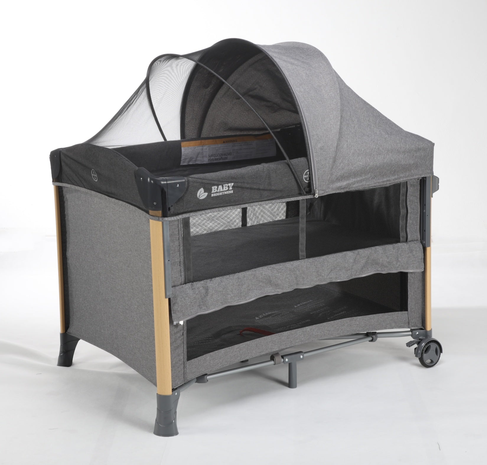 Baby Brightness 4 in 1  Baby Portacot Grey - image 8