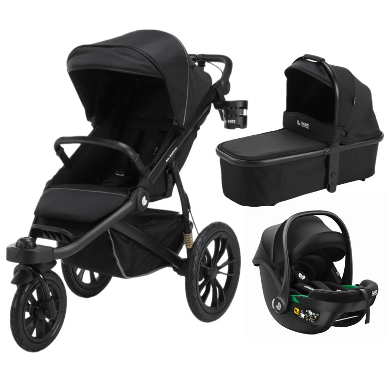 Pre-order Hill All Terrain Jogging Baby Stroller with Carrycot and Car Seat (Black）