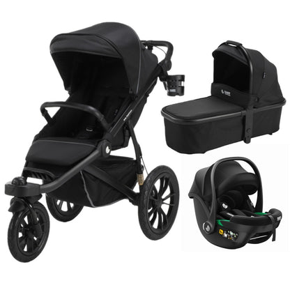 Pre-order Hill All Terrain Jogging Baby Stroller with Carrycot and Car Seat (Black）