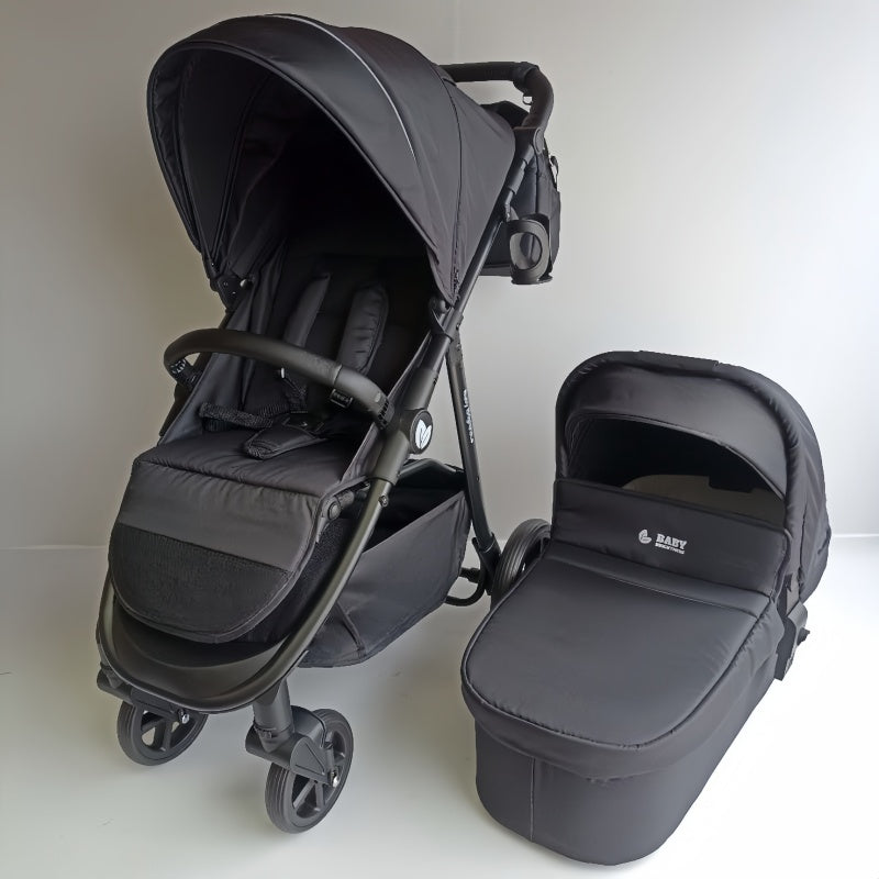Newborn Pram – Poplar Stroller with Carrycot (Black) - image 2