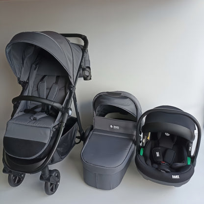 Newborn Pram – Poplar Stroller with Carrycot and Car Seat (Grey) - image 2