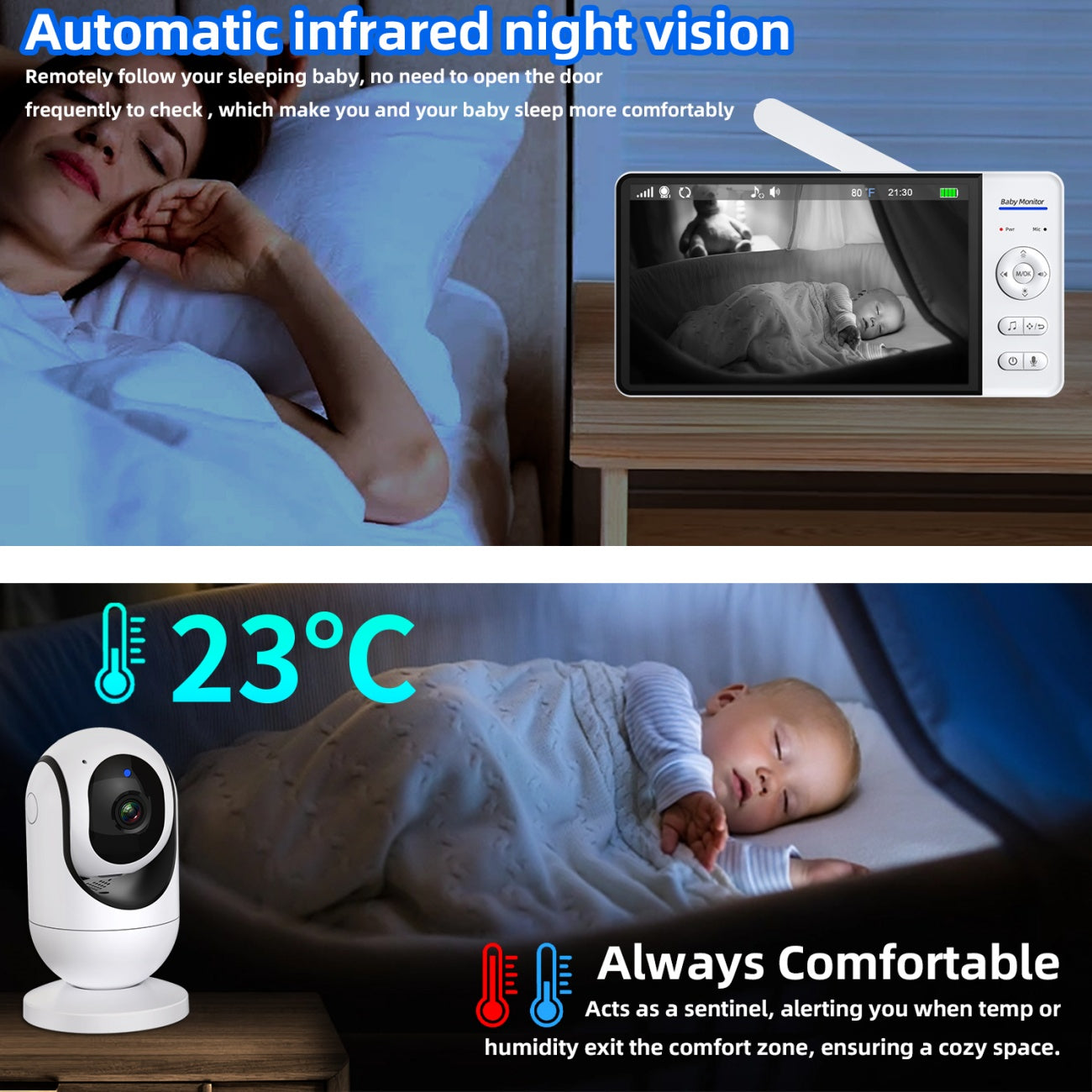 7”LCD HD Pan & Tilt Infrared Night Vision Baby Monitor - image 10