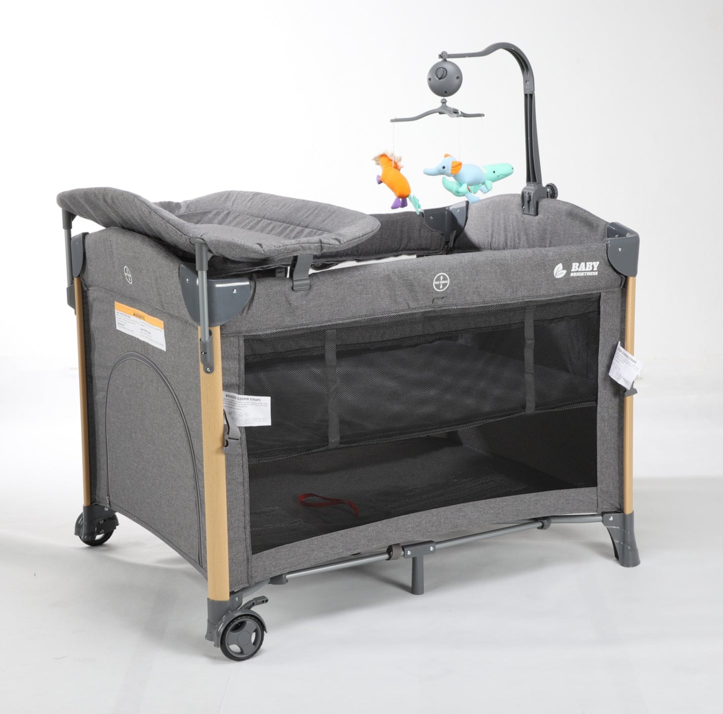 Baby Brightness 4 in 1  Baby Portacot Grey - image 6