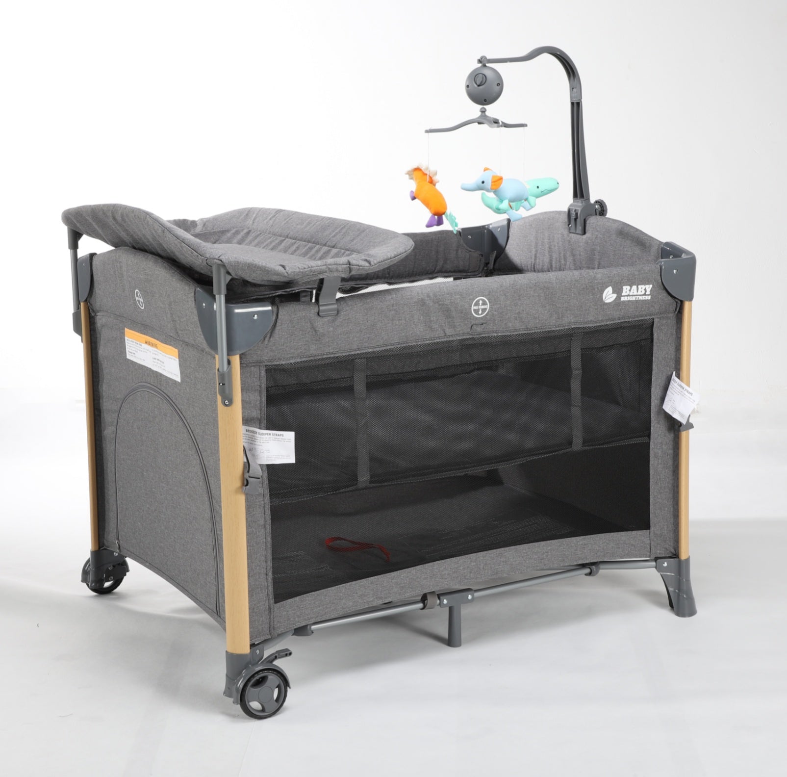 Baby Brightness 4 in 1  Baby Portacot Grey - image 6