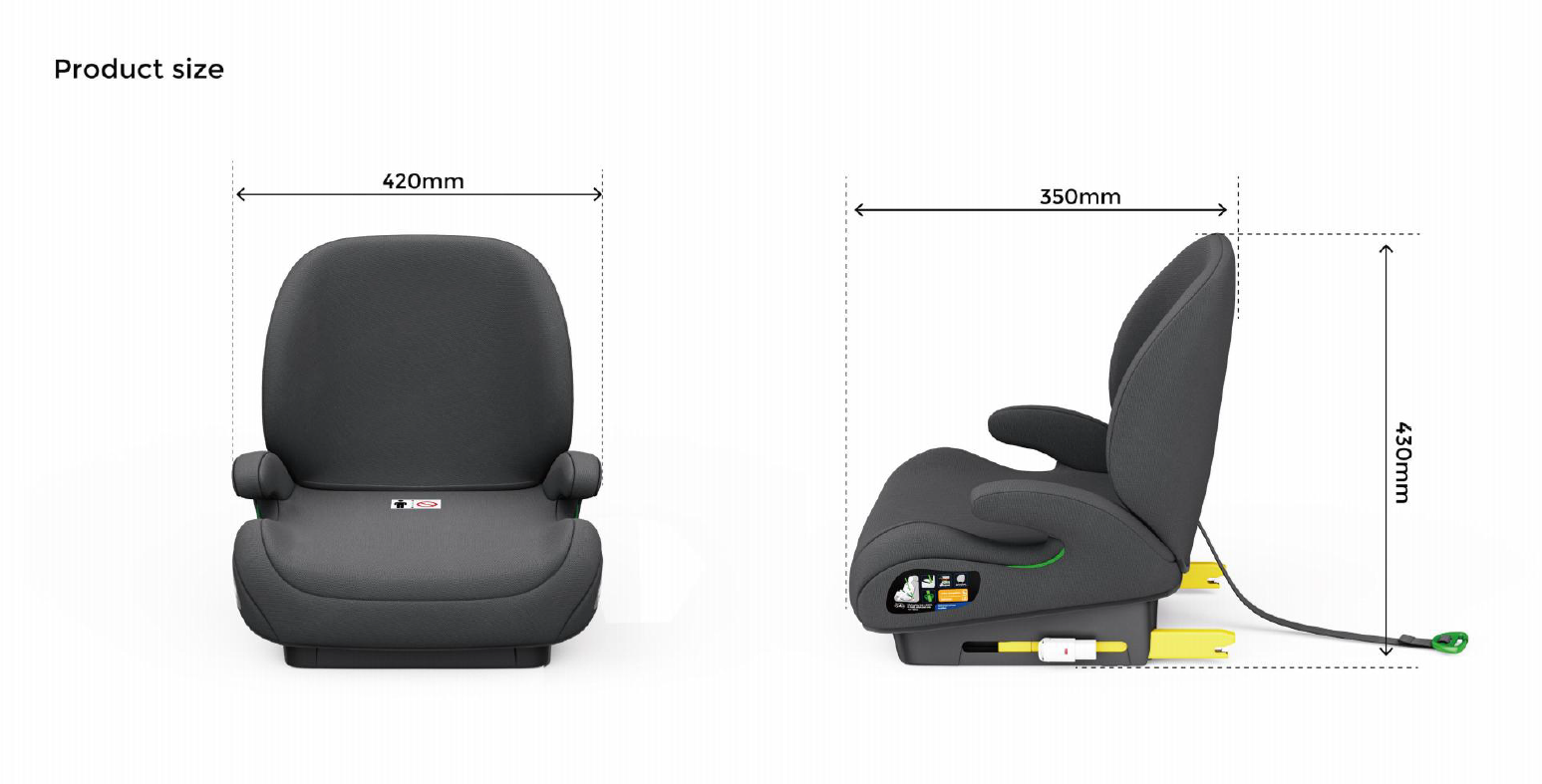 Pre-order Baby Brightness CloudLift Pro Half Booster Seat with ISOFIX and Backrest - Grey - image 11