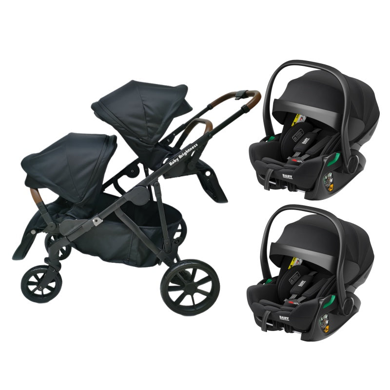 Pre-order Double Pram – Luxe Twin Stroller with Double Reclining Car Seats