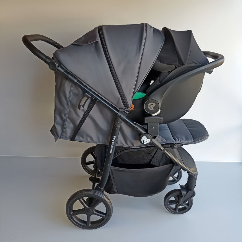 Newborn Pram – Poplar Stroller with Carrycot and Car Seat (Grey) - image 14