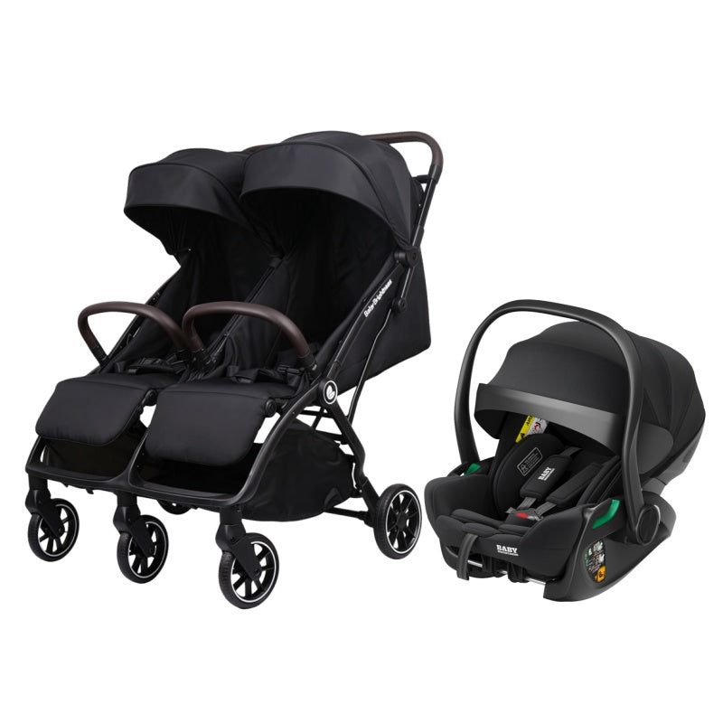 Double Pram – FlexGo Duo with Reclining Infant Capsule (Black)