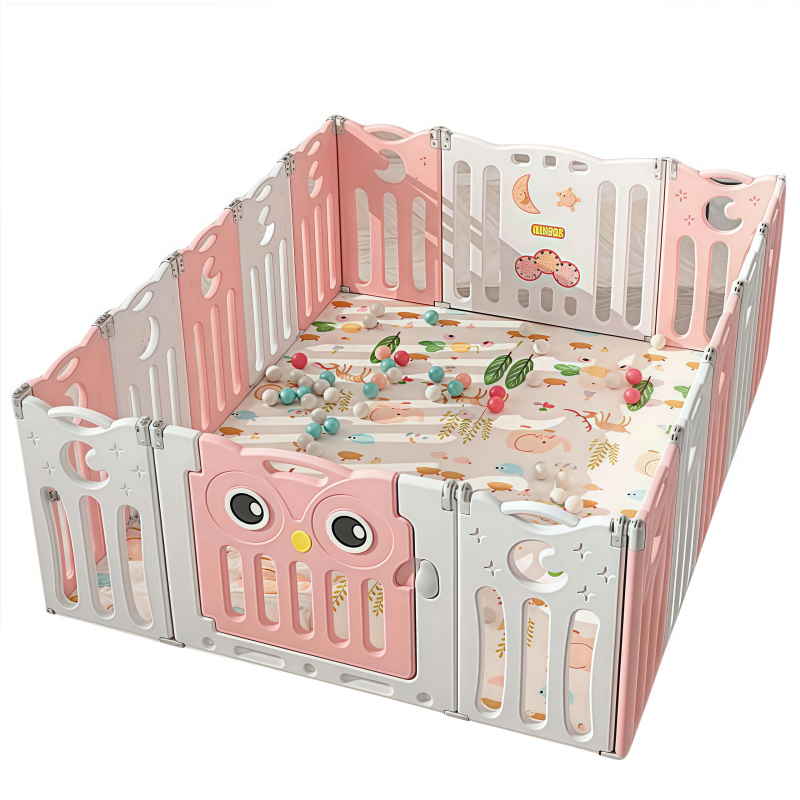 Foldable Baby Playpen 22 Panels – Pink Safety Play Fence for Babies