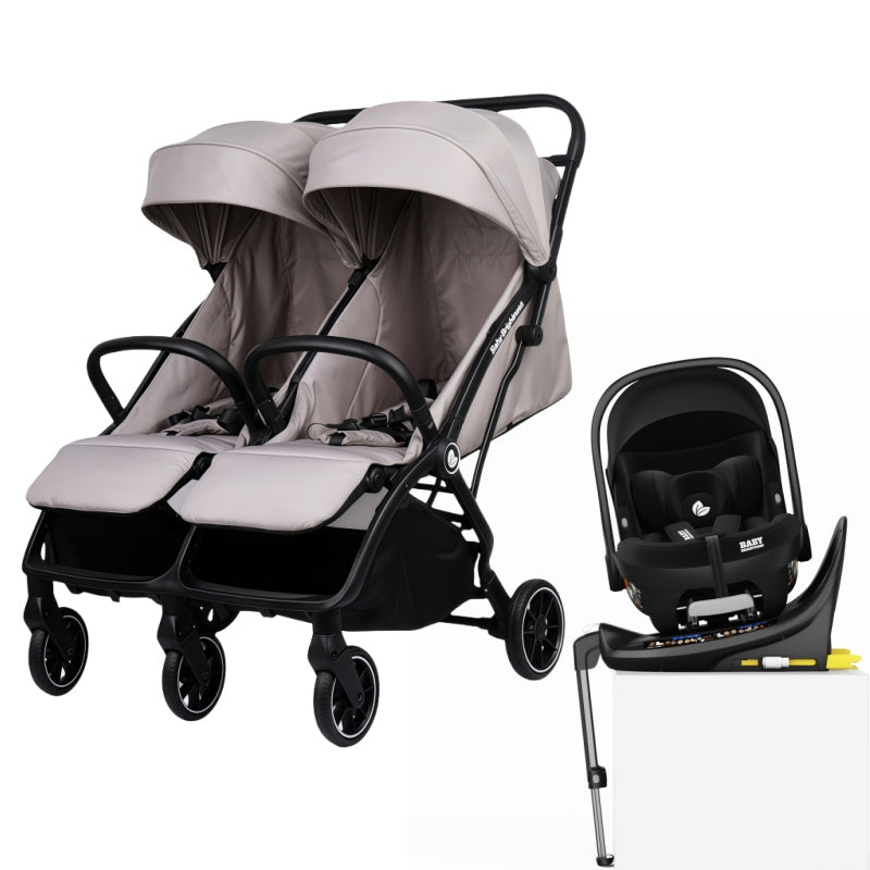 Pre-order Double Pram – FlexGo Duo with Infant Capsule and Rotating ISOFIX Base(Beige)