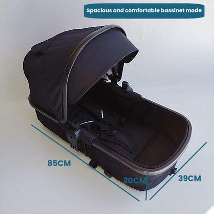 Newborn Pram – Palms 2 in 1 Bassinet Stroller Black - image 11