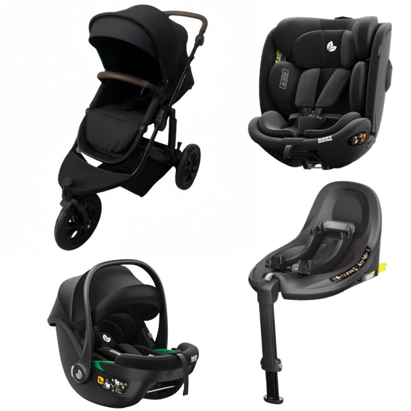 Pre-order Newborn Pram – EasyGo 1+ Three Wheel Stroller + Infant Capsule + 360 Car Seat and Rotating ISOFIX Base (Black )
