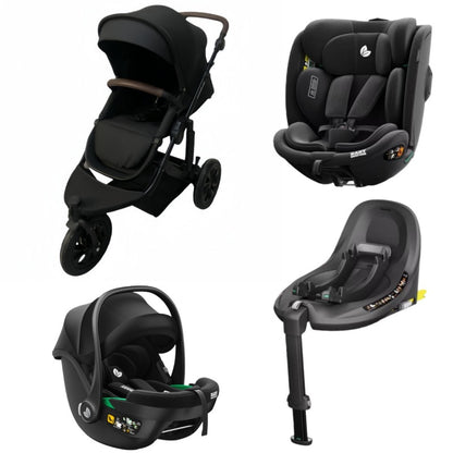 Pre-order Newborn Pram – EasyGo 1+ Three Wheel Stroller + Infant Capsule + 360 Car Seat and Rotating ISOFIX Base (Black )
