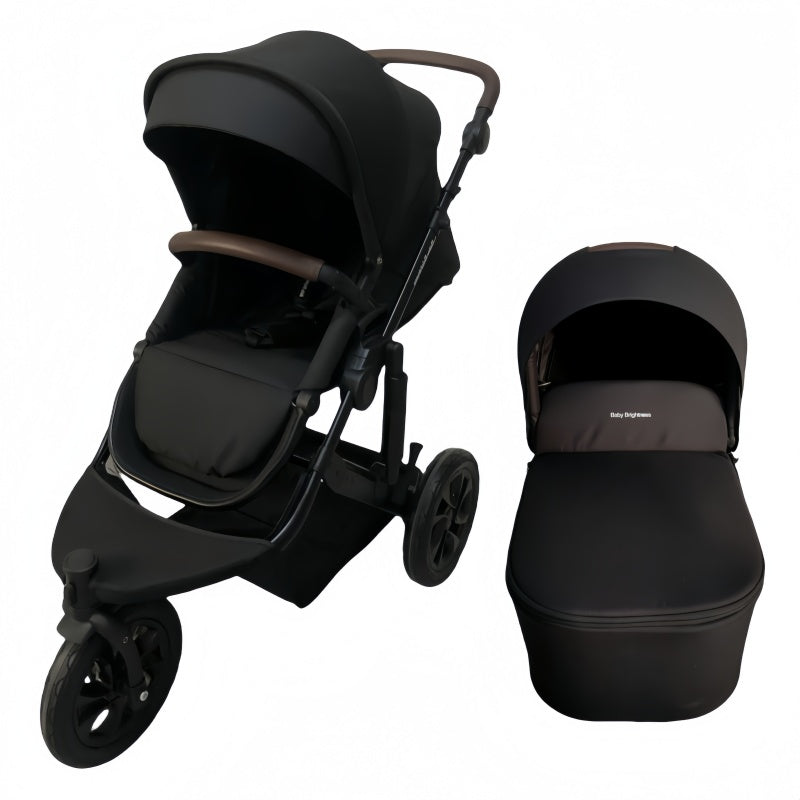 Newborn Pram – EasyGo 1+ Three Wheel Stroller with Carrycot (Black)
