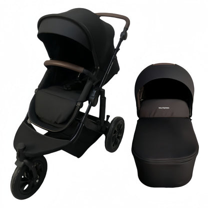 Newborn Pram – EasyGo 1+ Three Wheel Stroller with Carrycot (Black)