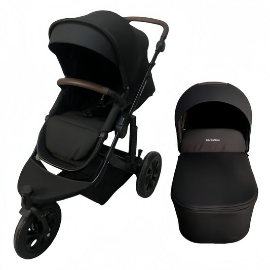 Newborn Pram – EasyGo 1+ Three Wheel Stroller with Carrycot (Black)