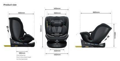 360° Rotating Baby Car Seat – Baby Brightness GuardianMax 1+ Grey - image 10