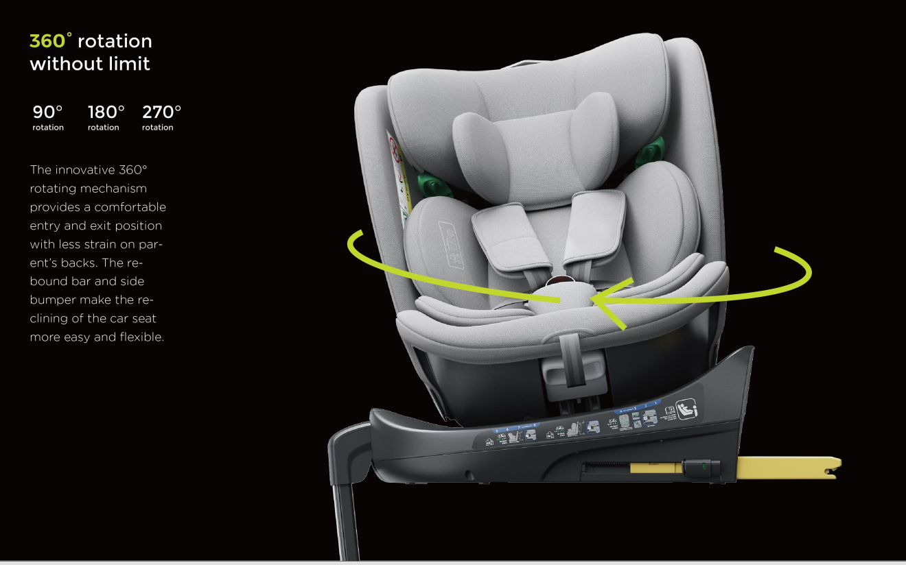 360° Rotating Baby Car Seat – Baby Brightness GuardianMax 2+ Grey - image 7