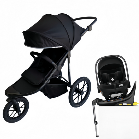 Pre-order Newborn Pram – EasyGo 2+ Three Wheel Stroller with Car Seat and Rotating ISOFIX Base (Black)