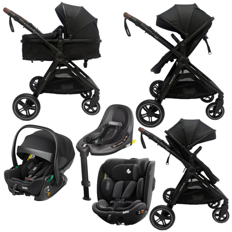 Pre-order Skyra 2-in-1 Newborn Pram & Bassinet Stroller + Reclining infant capsule + 360 car seat with Rotating ISOFIX Base (Black)