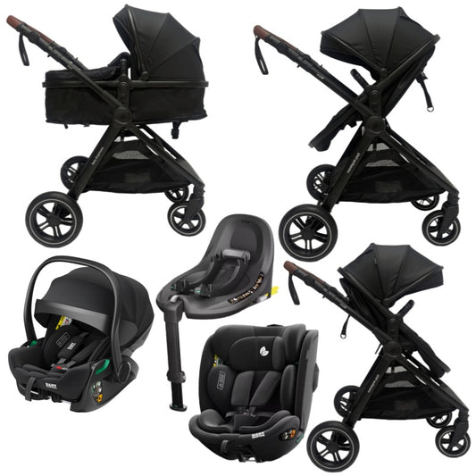 Pre-order Skyra 2-in-1 Newborn Pram & Bassinet Stroller + Reclining infant capsule + 360 car seat with Rotating ISOFIX Base (Black)
