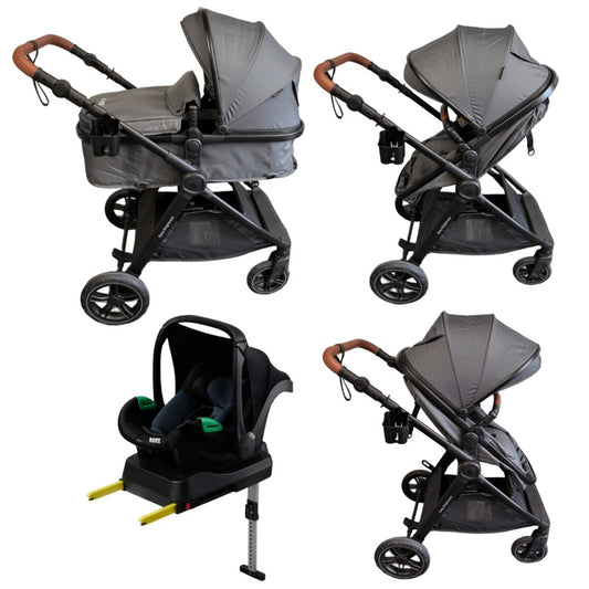 Pre-order Skyra 2-in-1 Newborn Pram & Bassinet Stroller with Car Seat and ISOFIX Base (Grey)