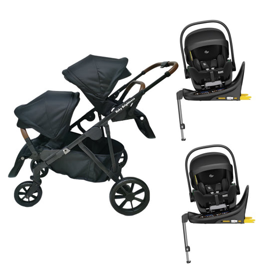 Pre-order Double Pram – Luxe Twin Stroller with Double Reclining Car Seats and Rotating ISOFIX Bases