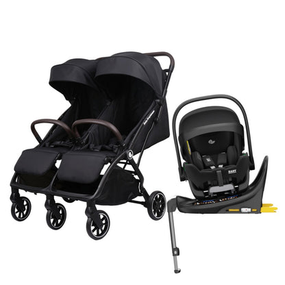 Double Pram – FlexGo Duo with Reclining Infant Capsule and Rotating ISOFIX Base(Black)
