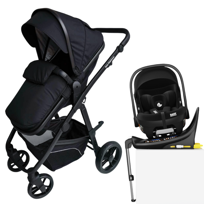 Pre-order Newborn Pram – Palms Stroller with Bassinet, Car Seat and Rotating ISOFIX Base (Black)
